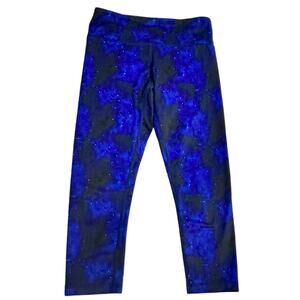 Just Live Womens Cropped Leggings, Workout, Yoga Pull On, High Waisted, Blue XS